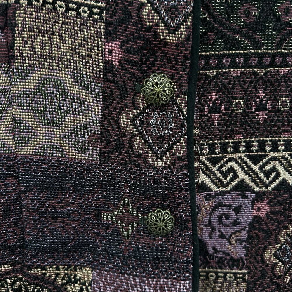vintage BROCADE JACKET BLAZER purple XL asian inspired jacquard upholstry - Picture 5 of 8